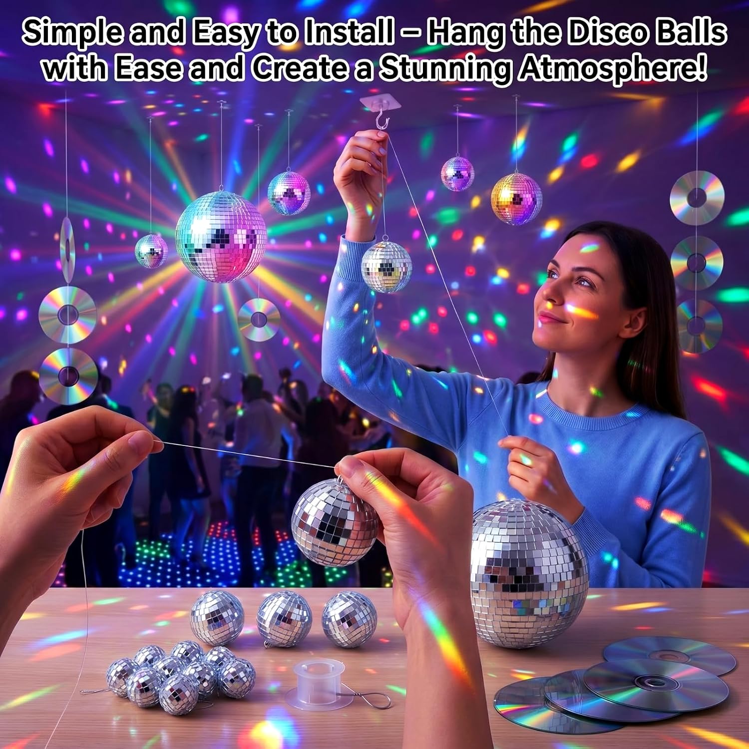 Sabary 30 Pcs Y2k Party Decorations Include 5.9'' 2.4'' 1.2'' Silver Disco Balls 4.7'' Cd Hanging Decor Disco 2000s Party Decorations for Retro 50s 70s 80s 90s 20s Music Y2k Birthday Supplies Favors