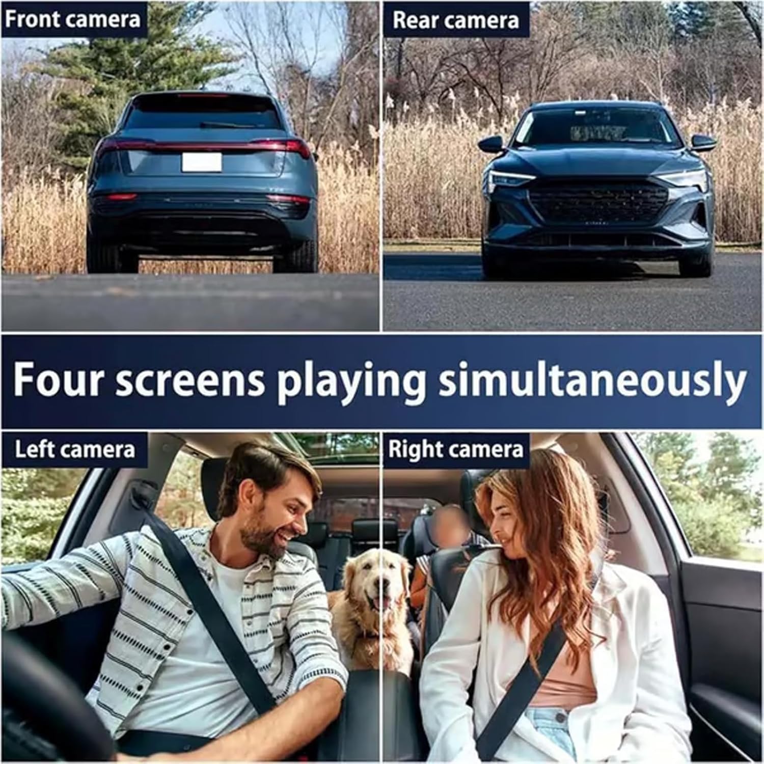 Full View Car Dashcam System, 360° 4 Channel Dash Cam, 1080p Car Dash Camera, Wireless, Night Vision, Loop Recording, Parking Monitor, with 32GB Card (Upgraded Version（Four Sides）)