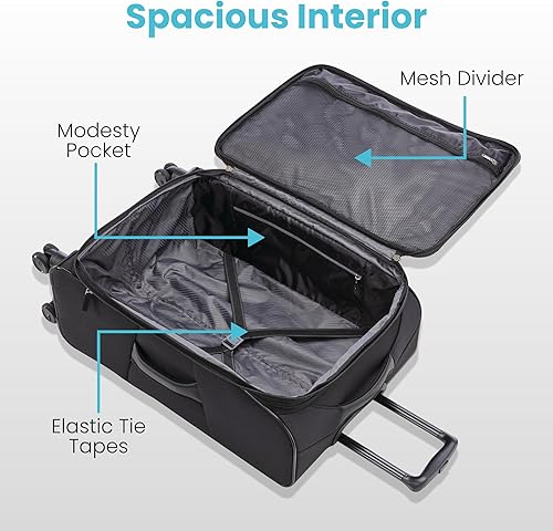 Miniatura 3 de American Tourister 4 KIX 2.0 - Colección de maletas con ruedas giratorias de lado blando, Negro, Juego de 2 piezas (maleta de manomediana)