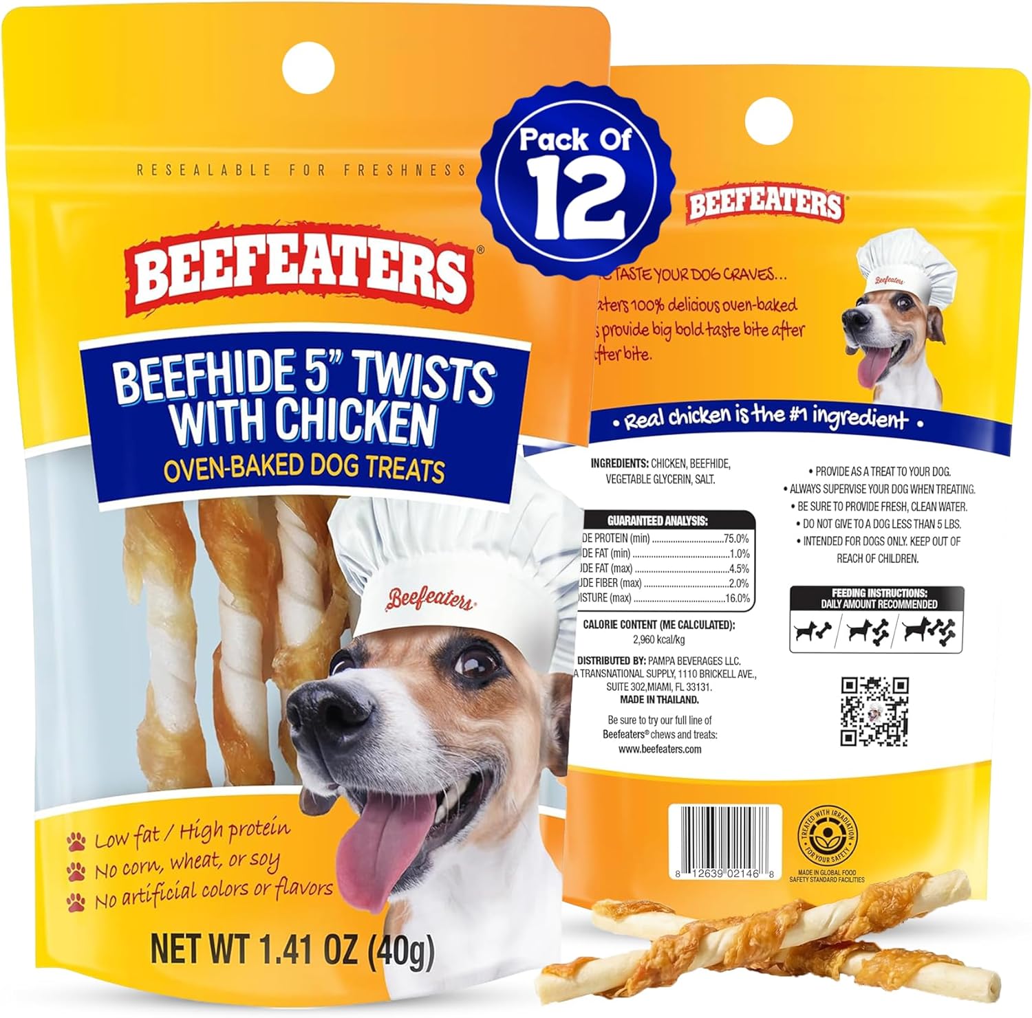 Beefeaters Beefhide 5in Twist with Real Chicken – Protein-Rich Dog Treats for Clean Teeth, Ideal for Training & All Dog Sizes