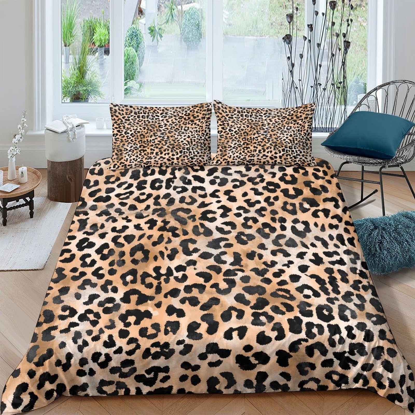 Ctjqhvkz Style-9 3D Printed Leopard Print Fitted Sheet Microfiber Soft Animal Pattern Mattress Cover For Bedroom Guest Room Dorm Decor Single（135X200cm）