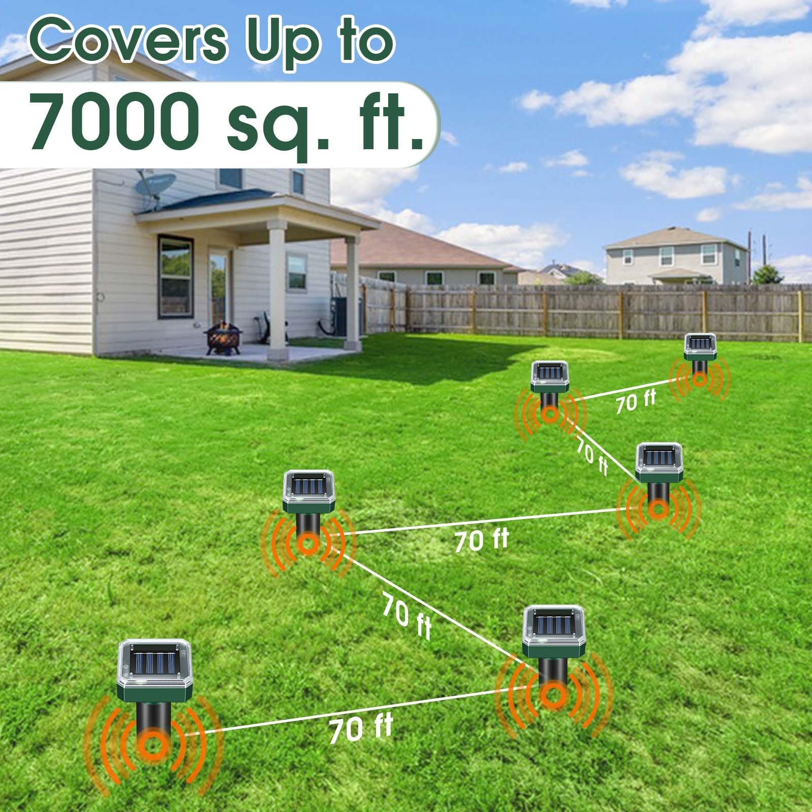 Maulwurfschreck Solarbetrieben, 8er Pack Get Rid of Moles Gopher Wühlmaus Groundhog Snake Chipmunk Outdoor Hof und Garten Ultraschall Repeller Wasserdicht Sonic Spikes Maulwurfschreck