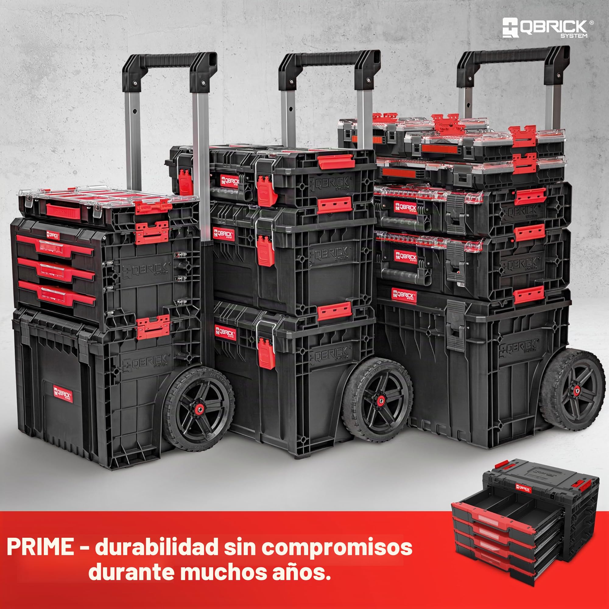 Qbrick System Caja de Herramientas Vacía - 4 Compartimentos - Maletin Herramientas - 542 x 335 x 369 mm Negro