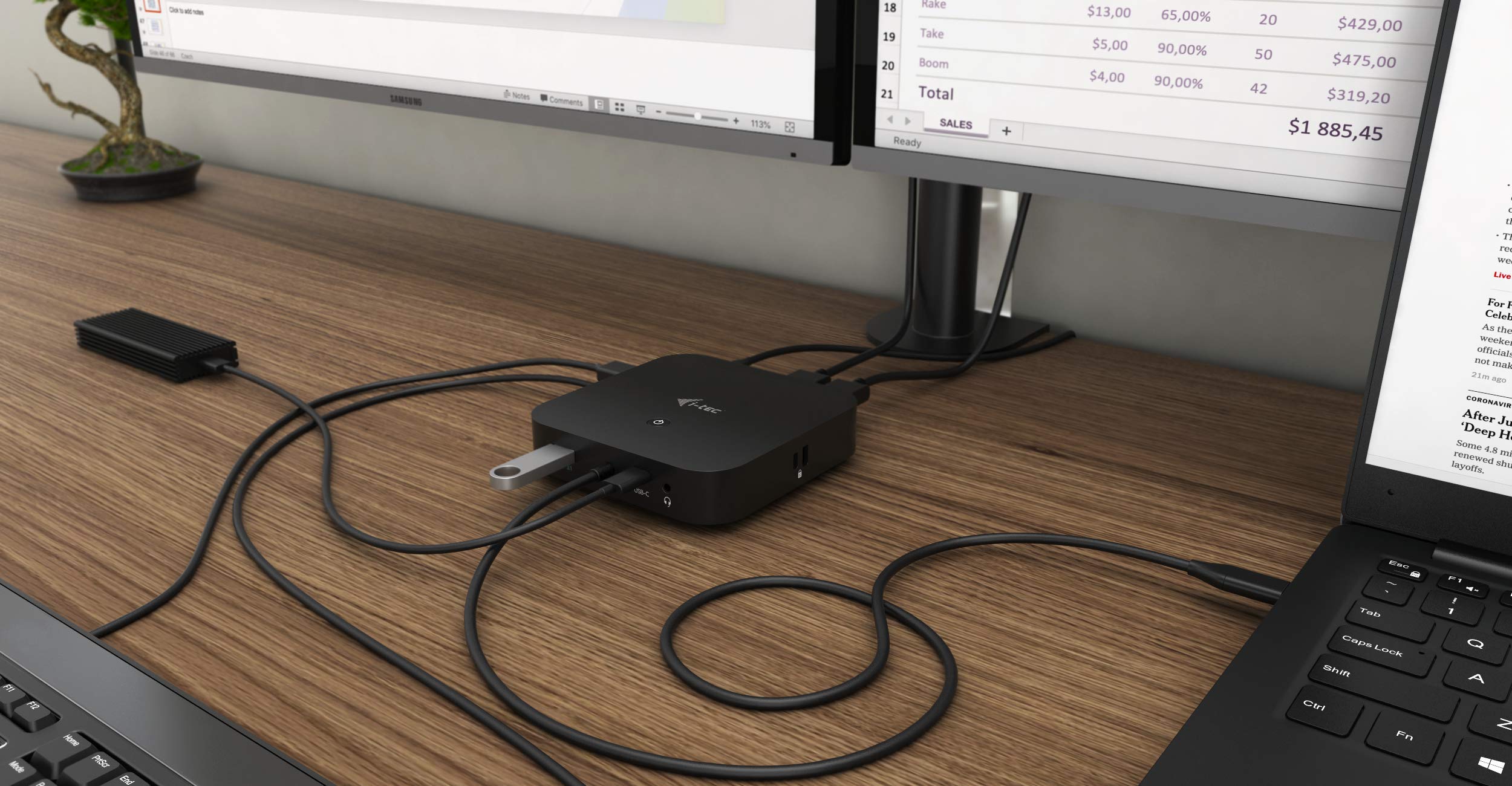 i-tec Stacja dokująca USB-C 2x4K - 2x DisplayPort 1x USB-C 3x USB 3.0 2x USB 2.0 1x GLAN 1x Audio/mikrofon