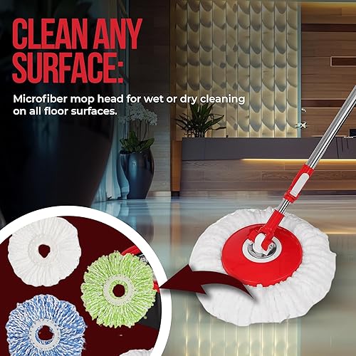 Vista 6 de Simpli-Magic 79193 - Juego de 4 cabezales de trapeador giratorios, color azul.