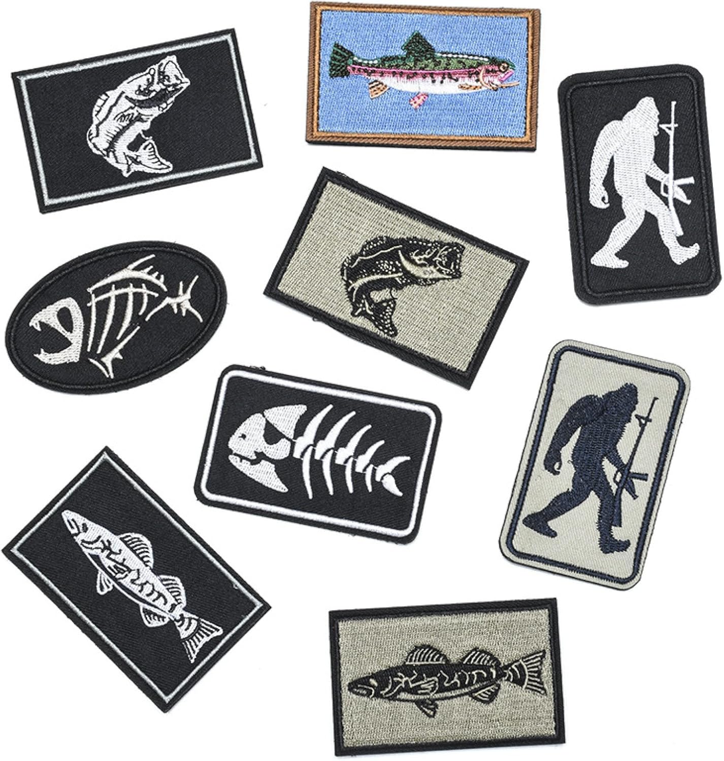 Embroidered Patches sew on 9PCS Armband Fishing Embroidery Patch Patch Armband Velcro Tactical