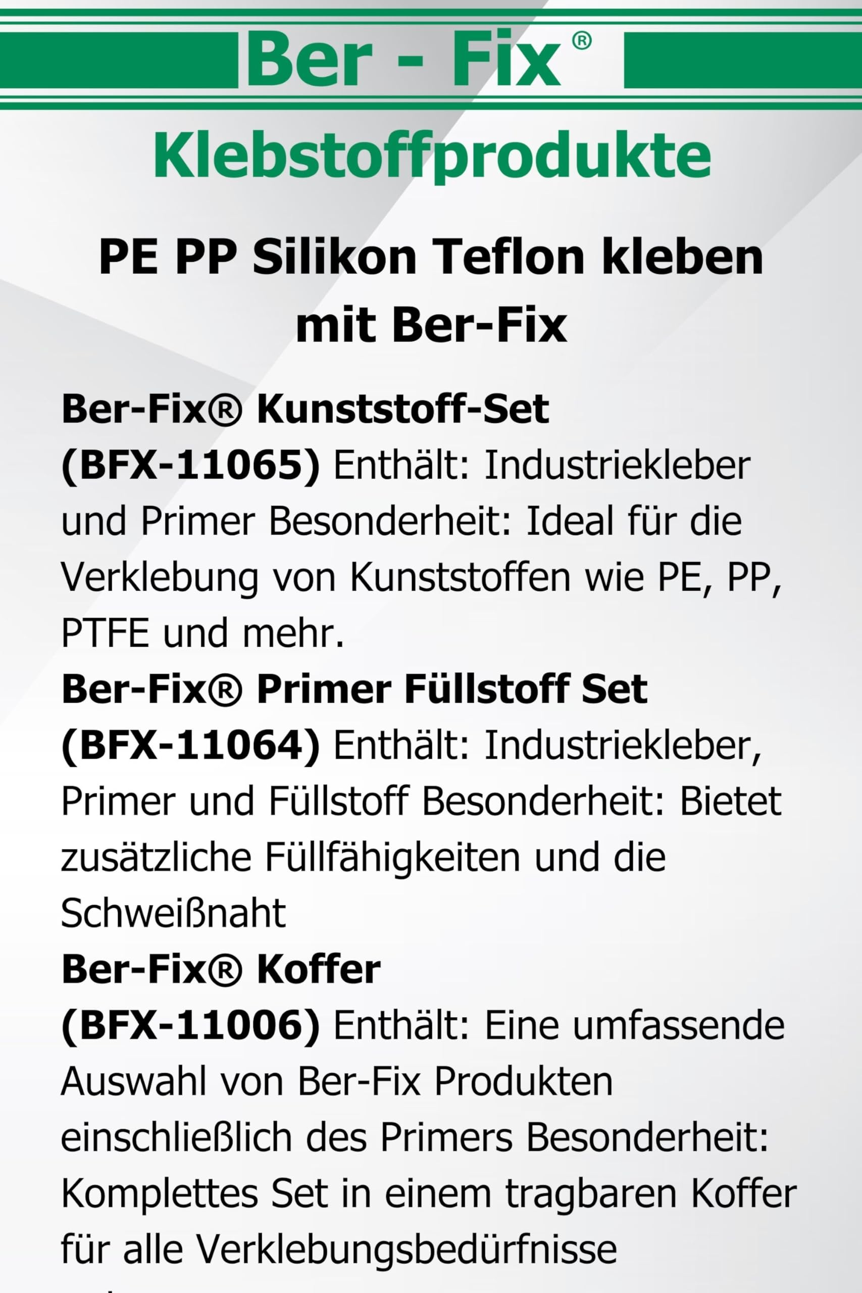 Ber-Fix PE PP PTFE Kunststoffkleber Set Feindüsen