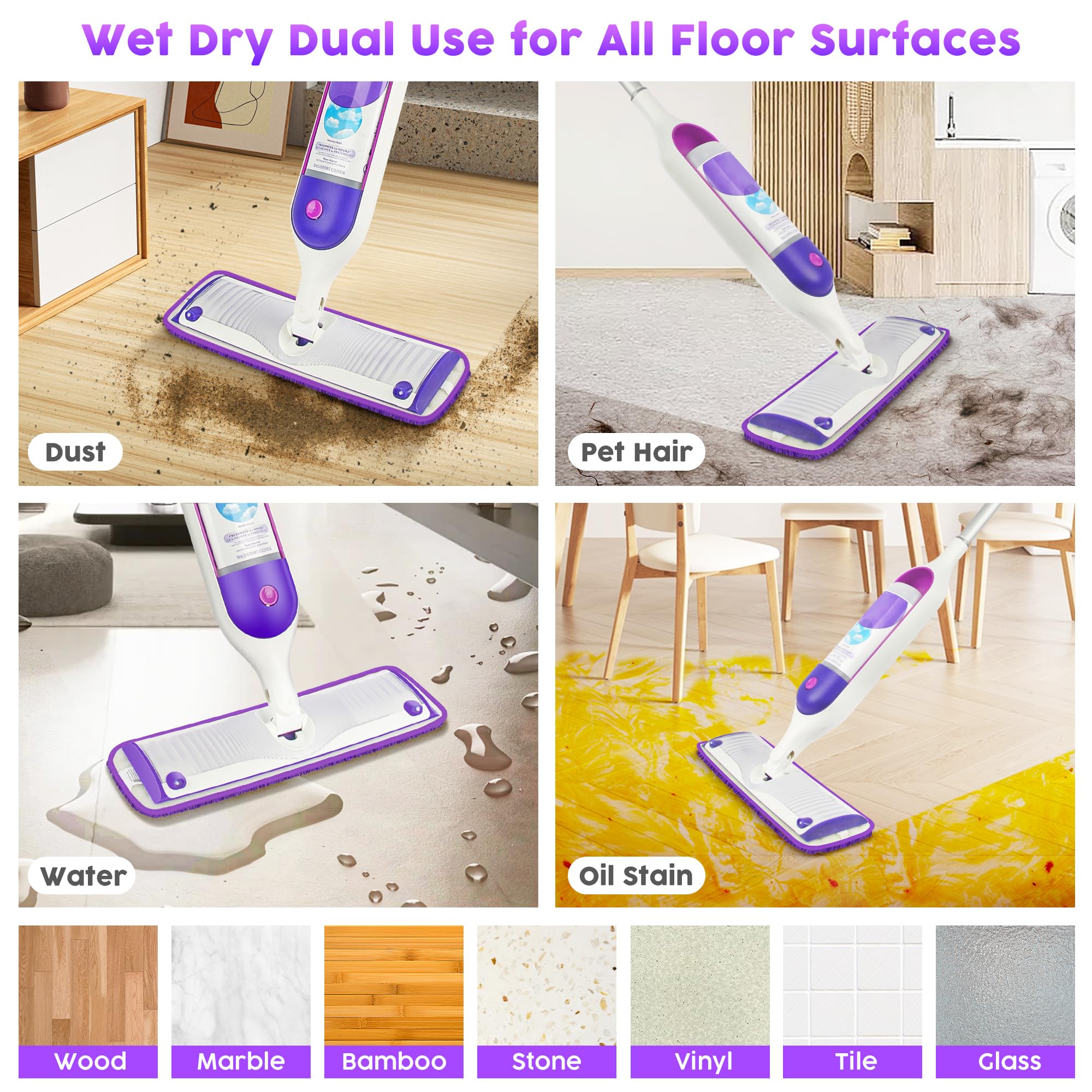 Paquete de 18 almohadillas reutilizables compatibles con Swiffer PowerMop, almohadillas de microfibra lavables a máquina, duraderas y altamente absorbentes, adecuadas para todo tipo de suelos