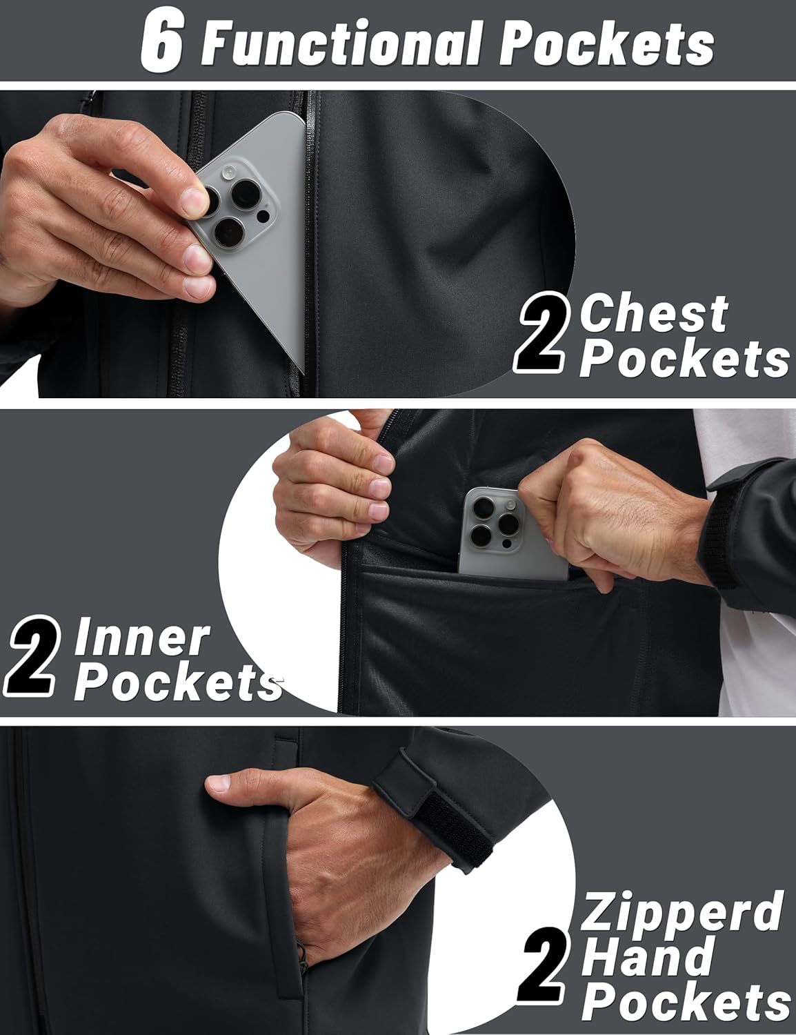 TACVASEN Men's Softshell Jacket Winter Fleece Waterproof Lightweight Warm Windbreaker Rain Coat Outdoor Hiking Ski Travel - Image 7