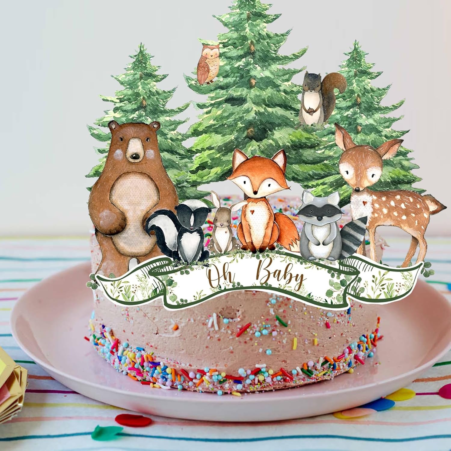 Woodland Animals Party Decorations – Cake Toppers, Cupcake Picks & Table Centerpieces for “Wild One” Camping, Baby Showers and Birthdays Party Supplies (12-Piece Woodland Animals)