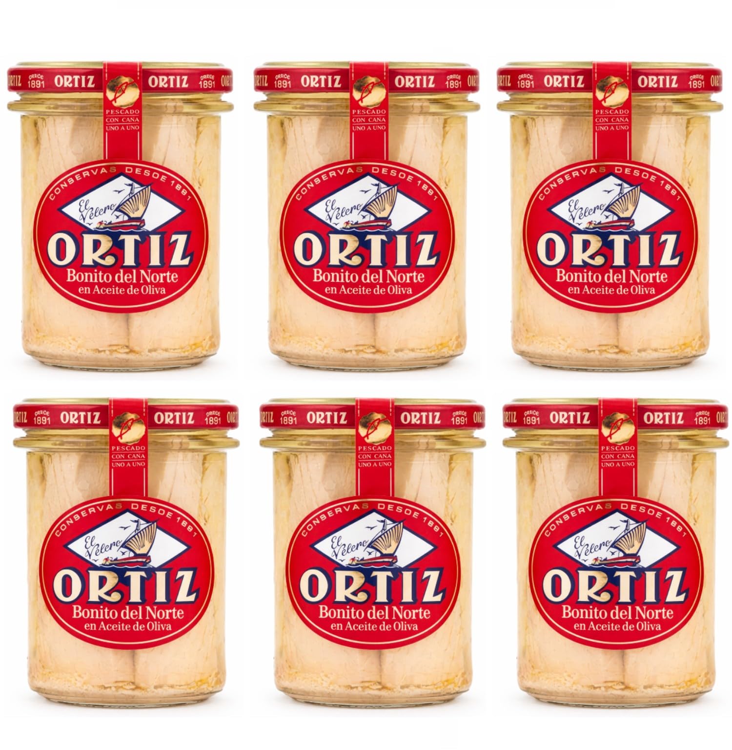 Ortiz Bonito del Norte Weißer Thunfisch in Olivenöl Spanien inkl. FeinWert E-Book (6 x 400g)