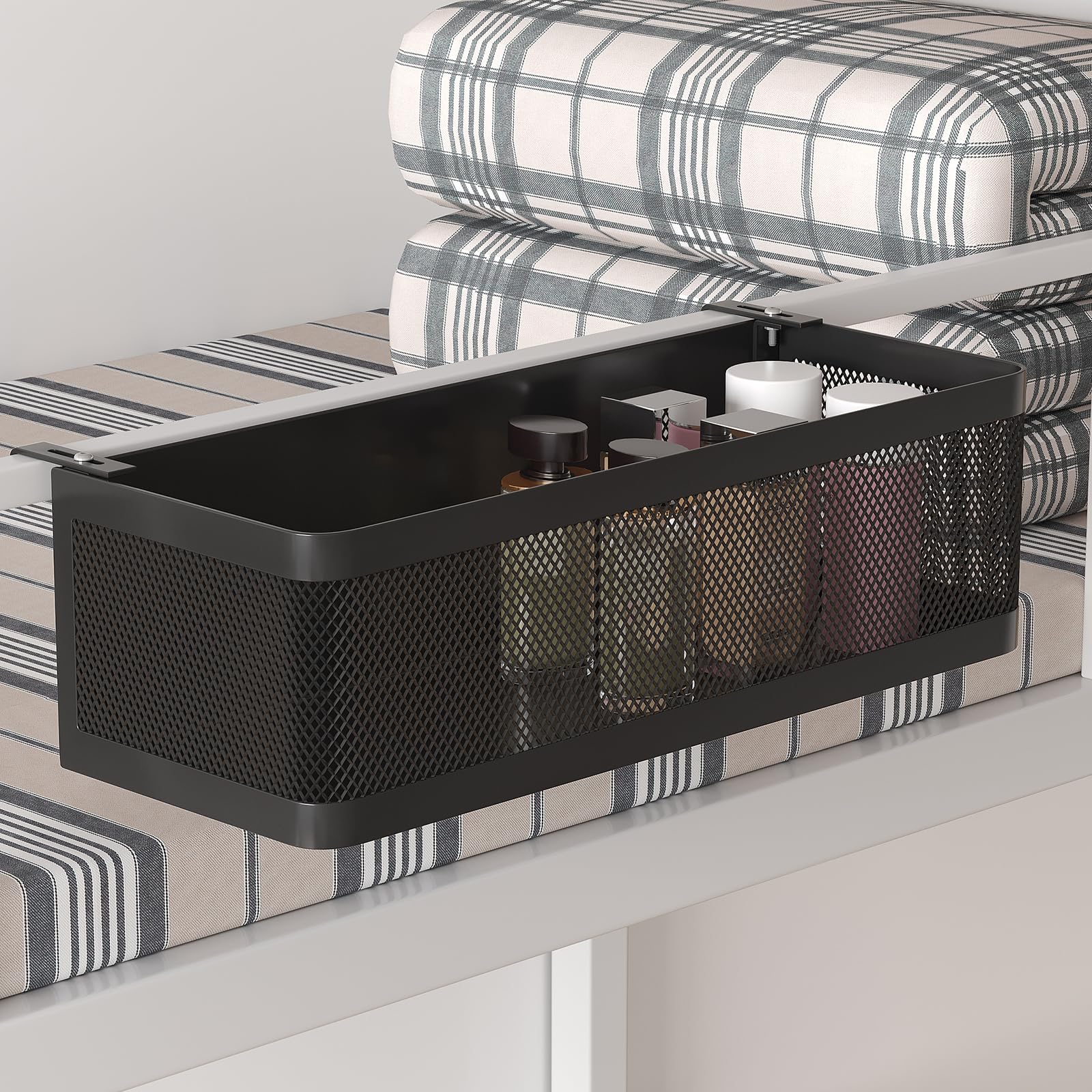 Photo 1 of WOCHUANGSI Bedside Caddy Shelf - Black, L13.78in*W5.12in*H3.94in