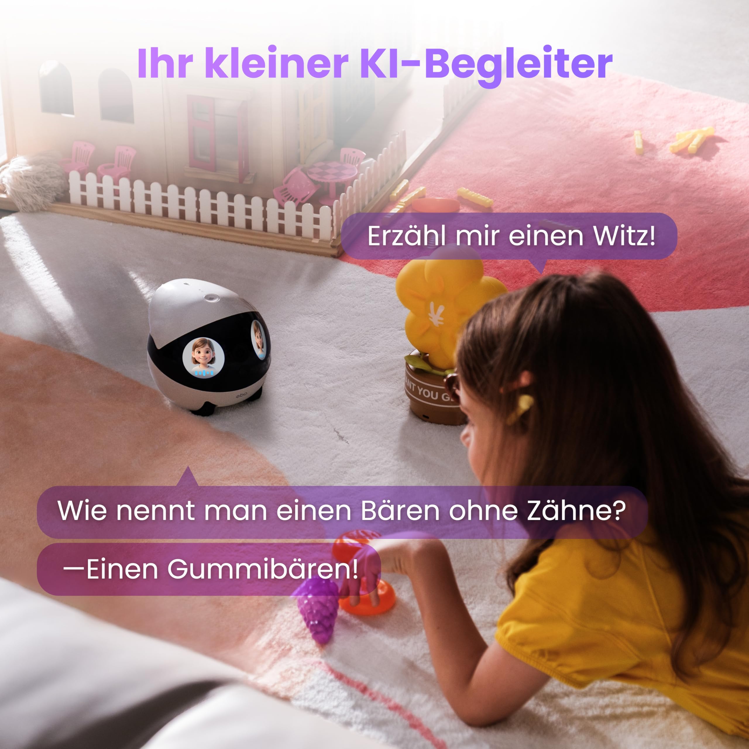 Enabot EBO Air 2 Plus FamilyBot, robot interattivo, sorveglianza domestica mobile 3K, telecamera di sorveglianza con chat AI (chatGPT) e pattuglia auto e audio e videochiamate bidirezionali (nebbia