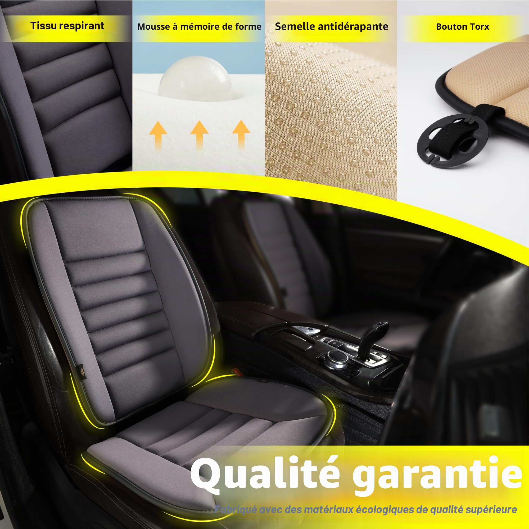kingphenix Coussin de siège de voiture avec coussin de soutien dorsal : Design en mousse à mémoire de forme pour un confort amélioré, idéal pour les conducteurs et l'utilisation au bureau - Confort
