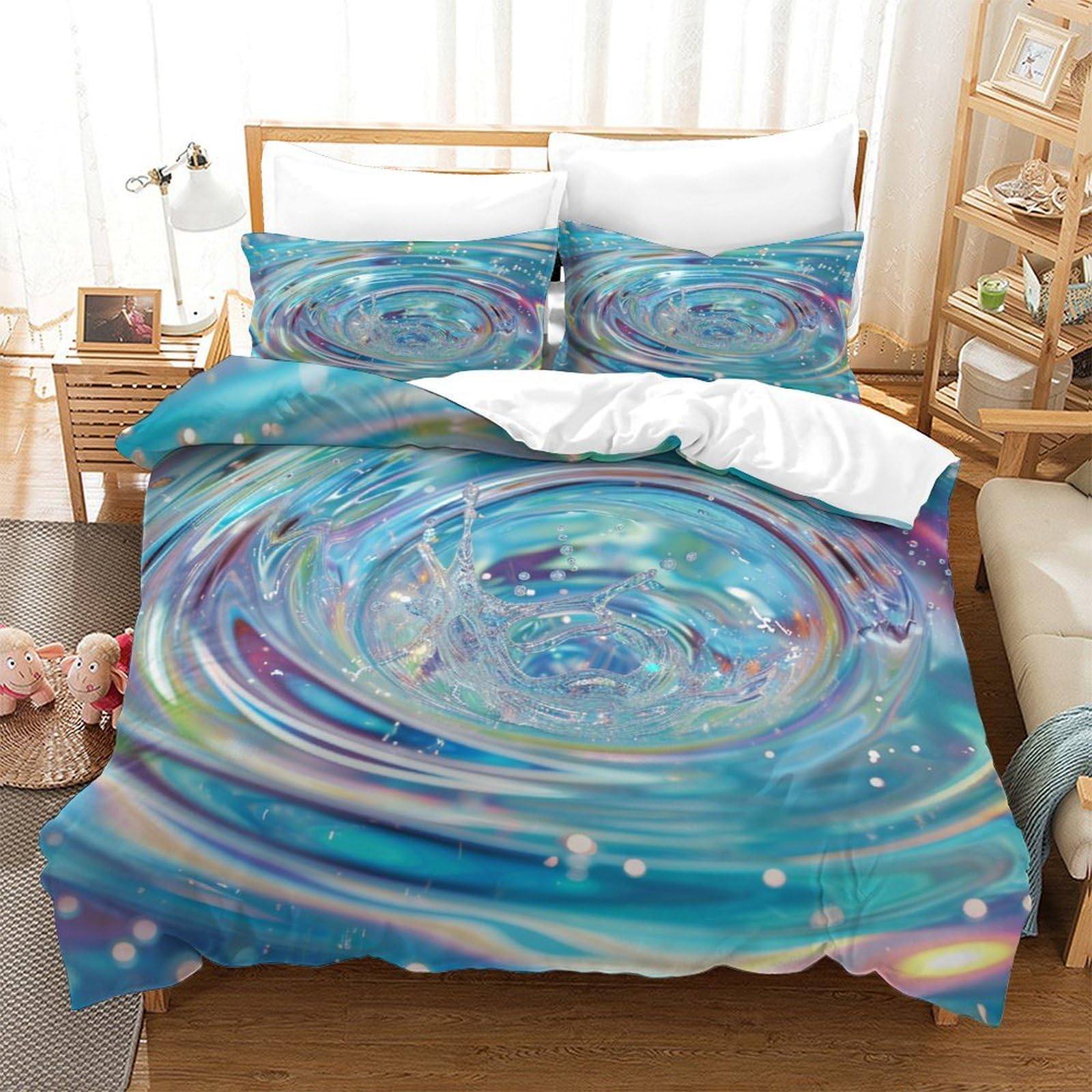P1S9U7W5Y Fantasy Nebula Swirl 3D Printed Duvet Cover Set 3pcs Microfiber Galaxy Bedding Set Double（200x200cm）