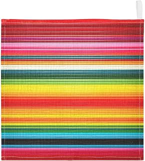 Kigai Baby Muslin Washcloths, 12 x 12 Inch 4-Layer Cotton Face Towels | 3 Pack Soft Absorbent Wash Cloths with Hanging Loop for Newborns, Mexican Stripes