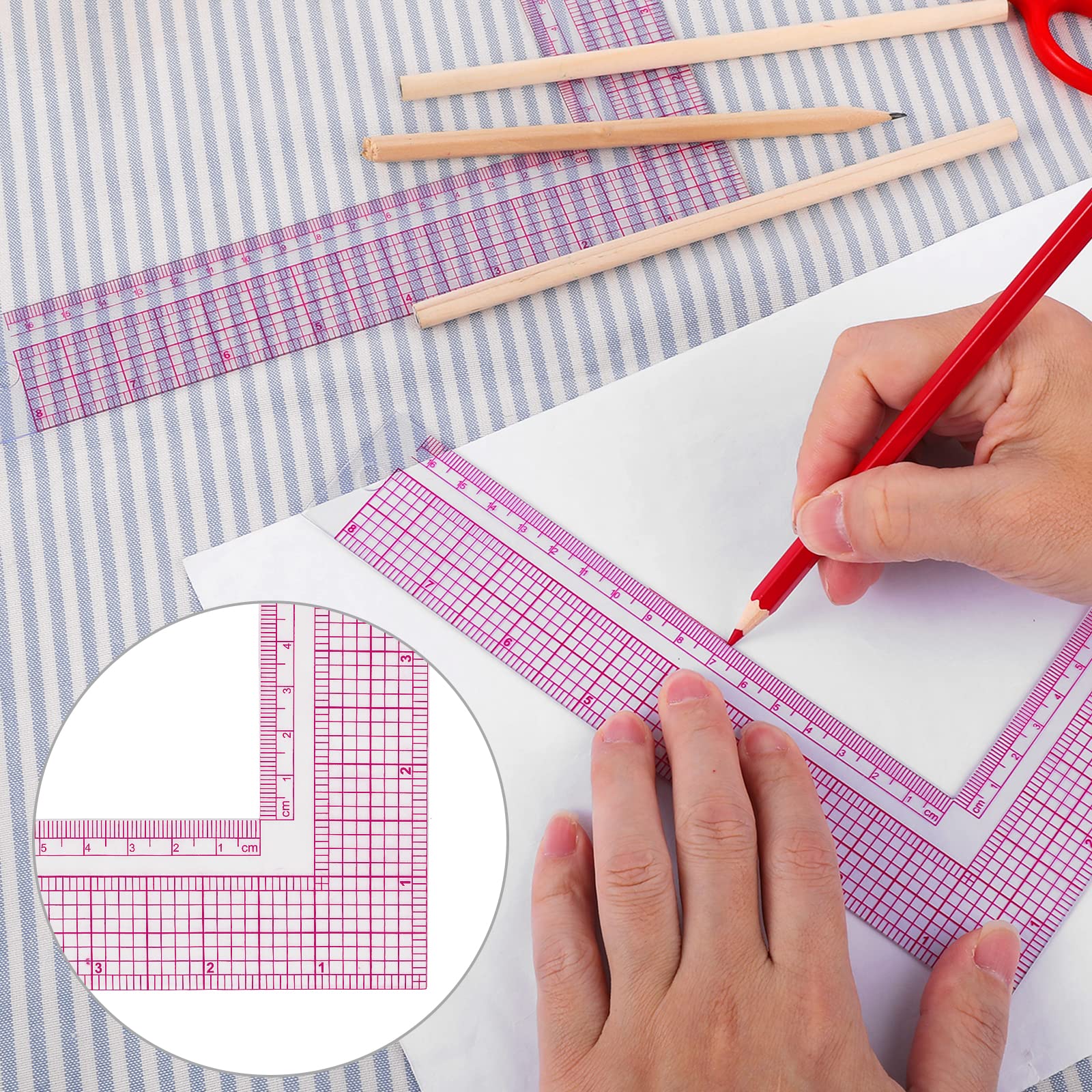 Textile Measuring Ruler Square Tool Mabor Clear L-Shaped Sewing Ruler – 90° Framing & Measuring ...