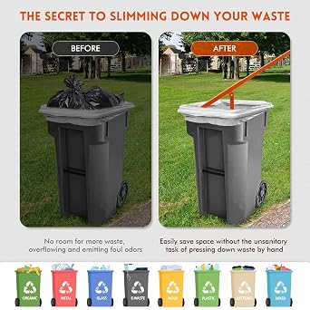 Wheelie Bin Compactor,Manual Rubbish Press for 120L and 240L Wheelie Bins,Adjustable Height Bin Compactor,Waste Recycling Hand Tool for Home Garden Restaurant Community Sanitation