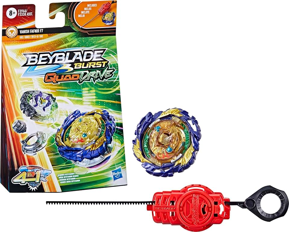Beyblade Burst QuadDrive Vanish Fafnir F7 陀螺入門包 - 耐力/平衡型戰鬥遊戲，附發射器，兒童玩具