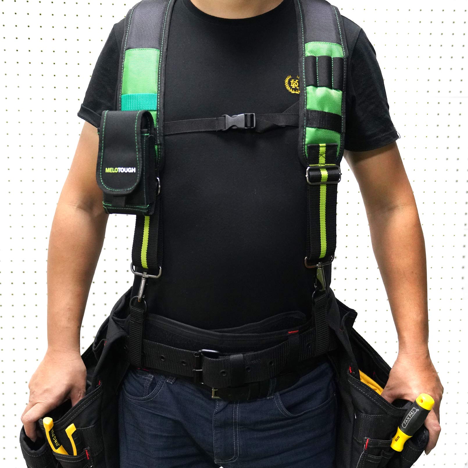MELOTOUGH Bretelle da cintura per attrezzi imbottite resistenti Verde Taglia unica