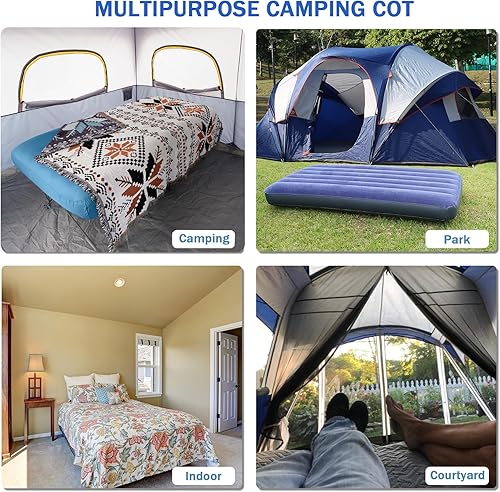 Miniatura 6 de KAMPKEEPER - Cama de Campamento, Camas de Campamento para Adultos, Cama Plegable de Campamento con Colchón de Aire Inflable y Bolsa de Transporte,