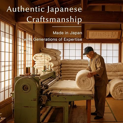 Miniatura 7 de HALZEN - Colchón japonés, fabricado en Japón, relleno de 11 libras, almohadilla de dormir enrollable, futón firme y de apoyo para dormir en el