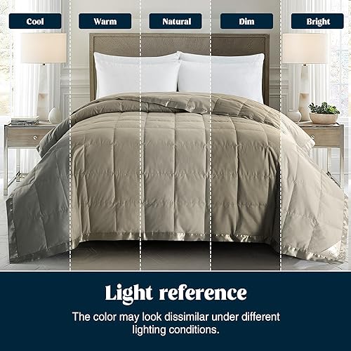 Miniatura 8 de puredown Mantas tamaño King - Manta de plumón suave y ligera para todas las estaciones, acogedora y cálida manta de lujo con ribete satinado, funda