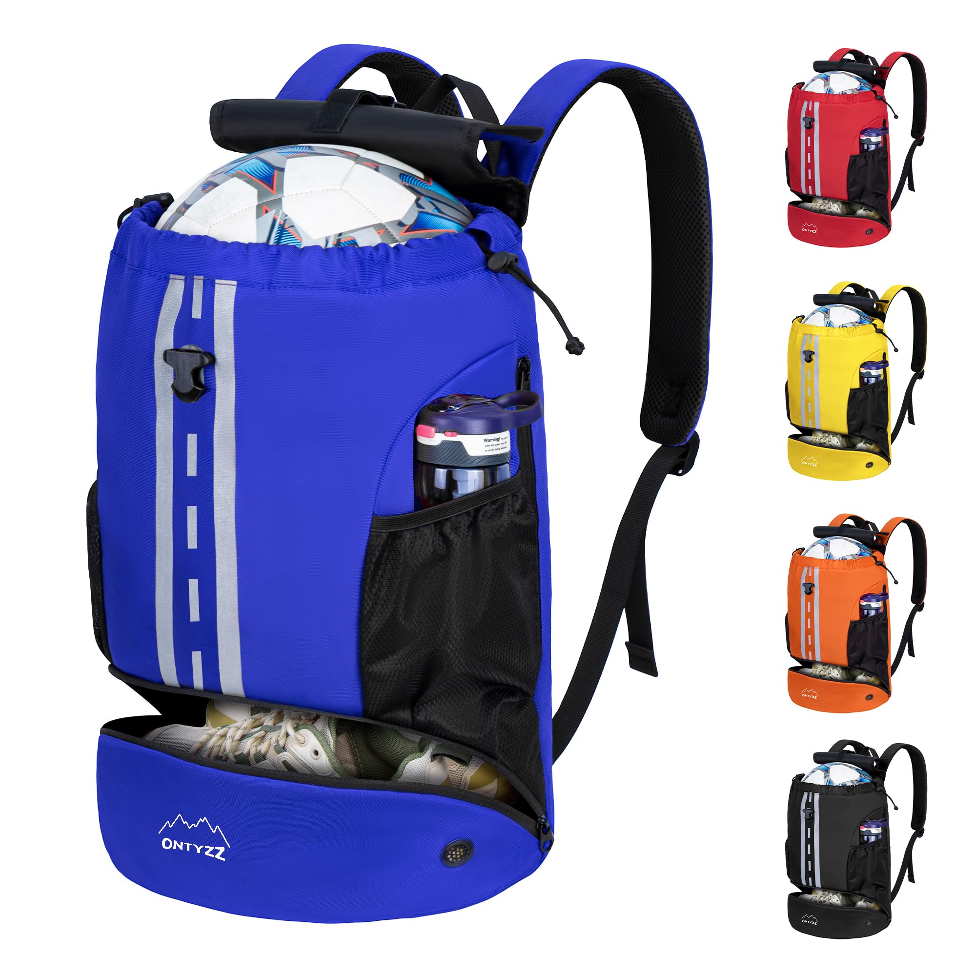 ONTYZZ Mochila de Futbol con Zapatillero Impermeable Mochila Deporte Mochila Multifuncional para Baloncesto Balonmano Voleibol Playa Piscina Yoga Baile Gimnasio Bolsa Cuerdas