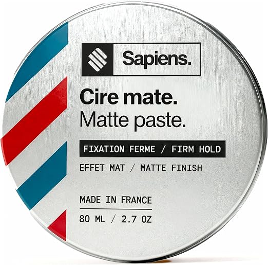 Sapiens Cera Pelo Hombre – Fijación Fuerte y Mate, 95% Natural (80 ml)