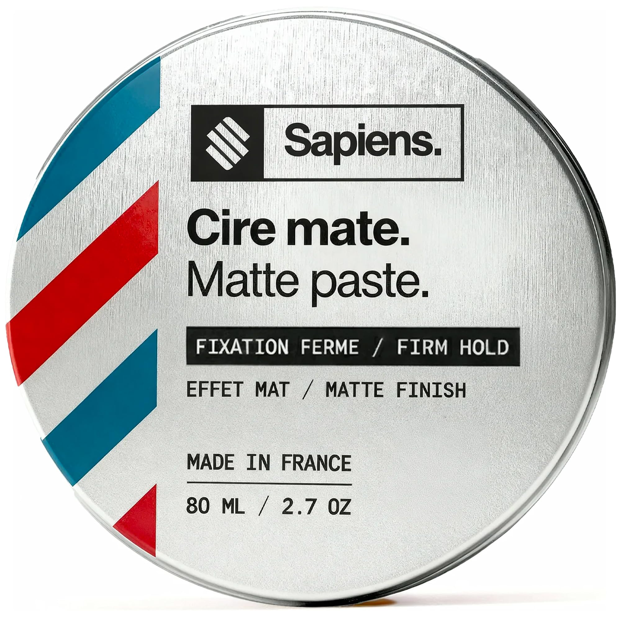 Sapiens Cera Capelli Uomo Tenuta Forte Effetto Opaco, 95% Naturale Argilla & Zucchero, Pasta Modellante Invisibile, Ideale per Viaggi & Sport, 80ml