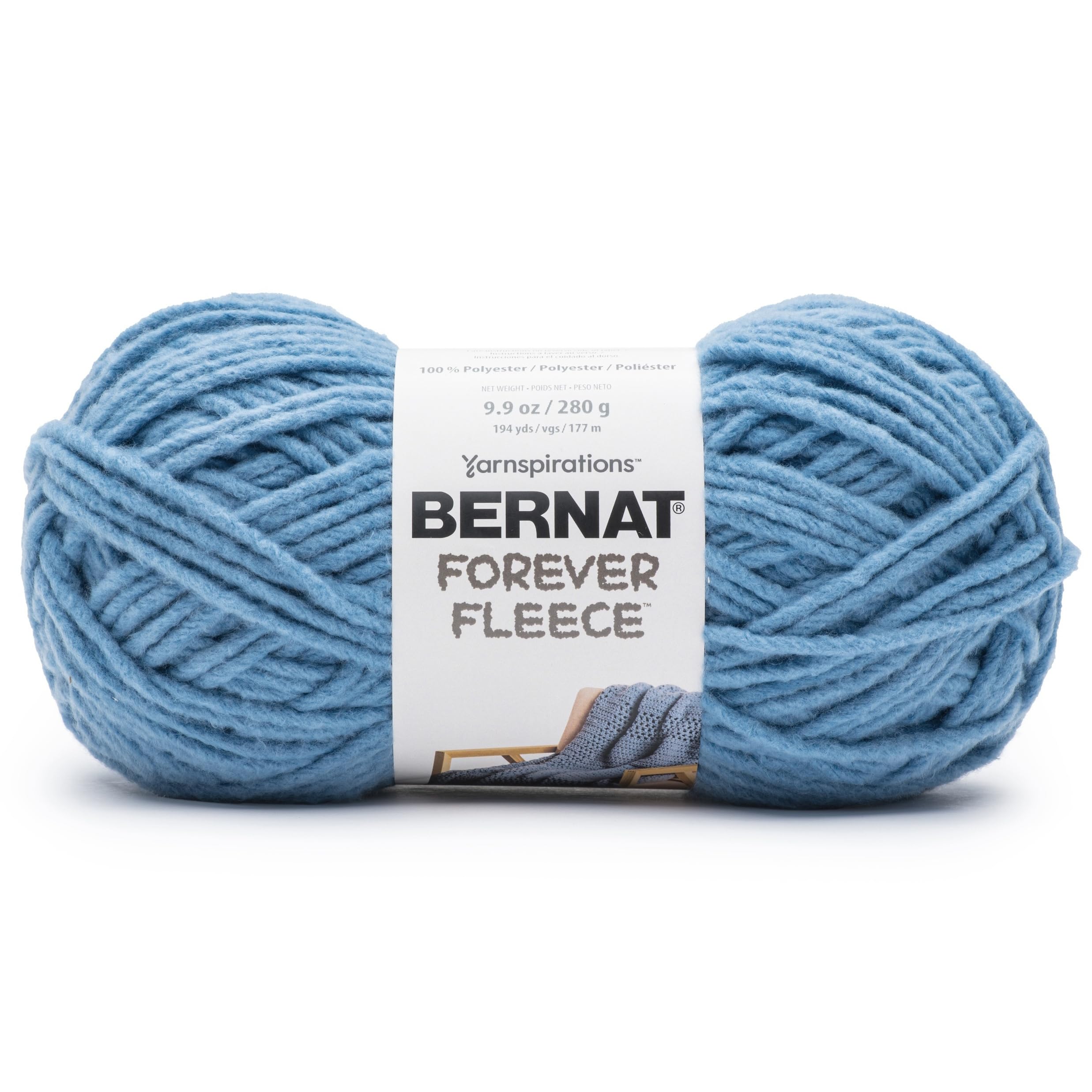 BERNAT Forever Fleece 280g Bolígrafo Azul: hilo grueso para tejer mantas suaves