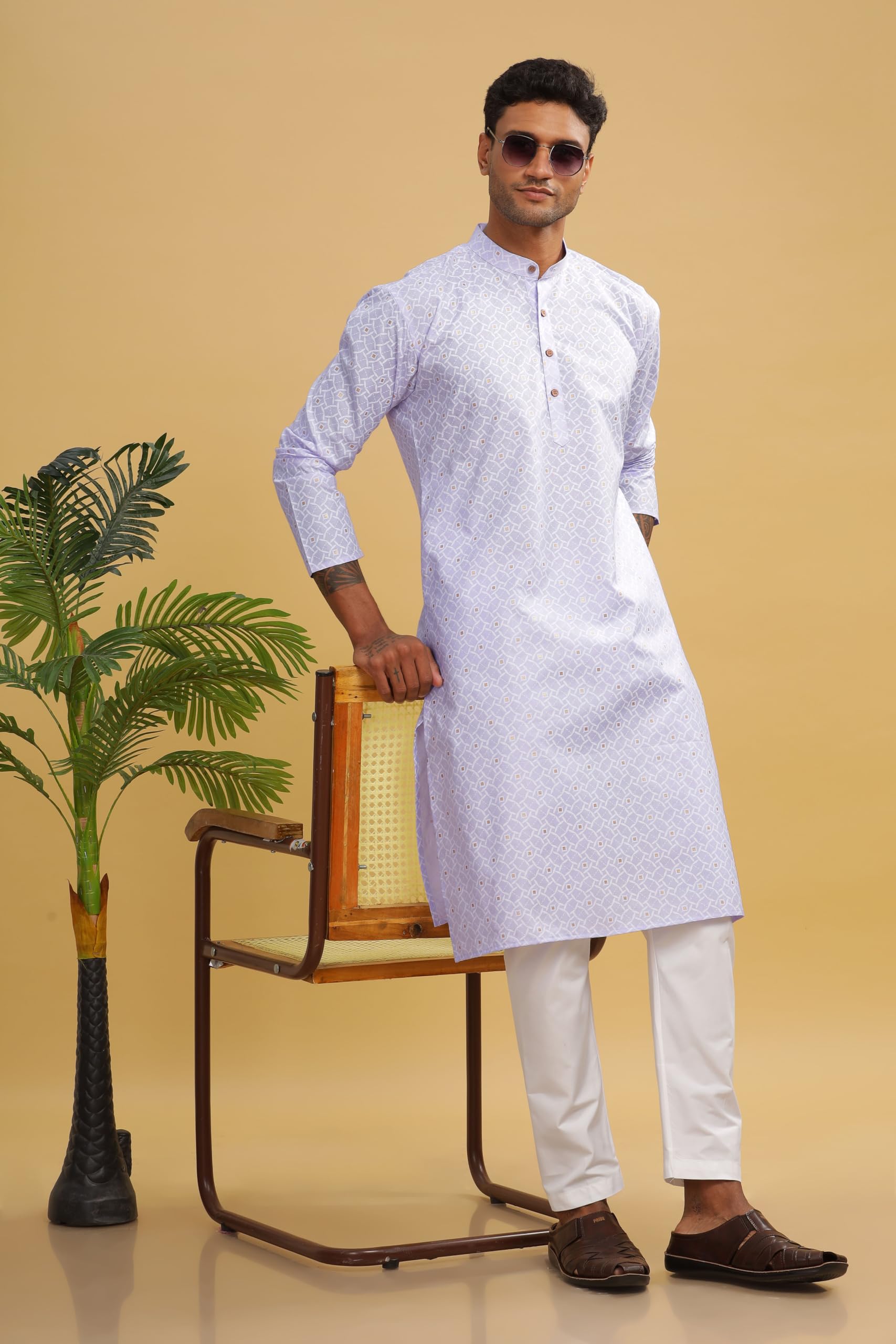 Be Active Men's Cotton Regular Kurta (C-399-4_Purple