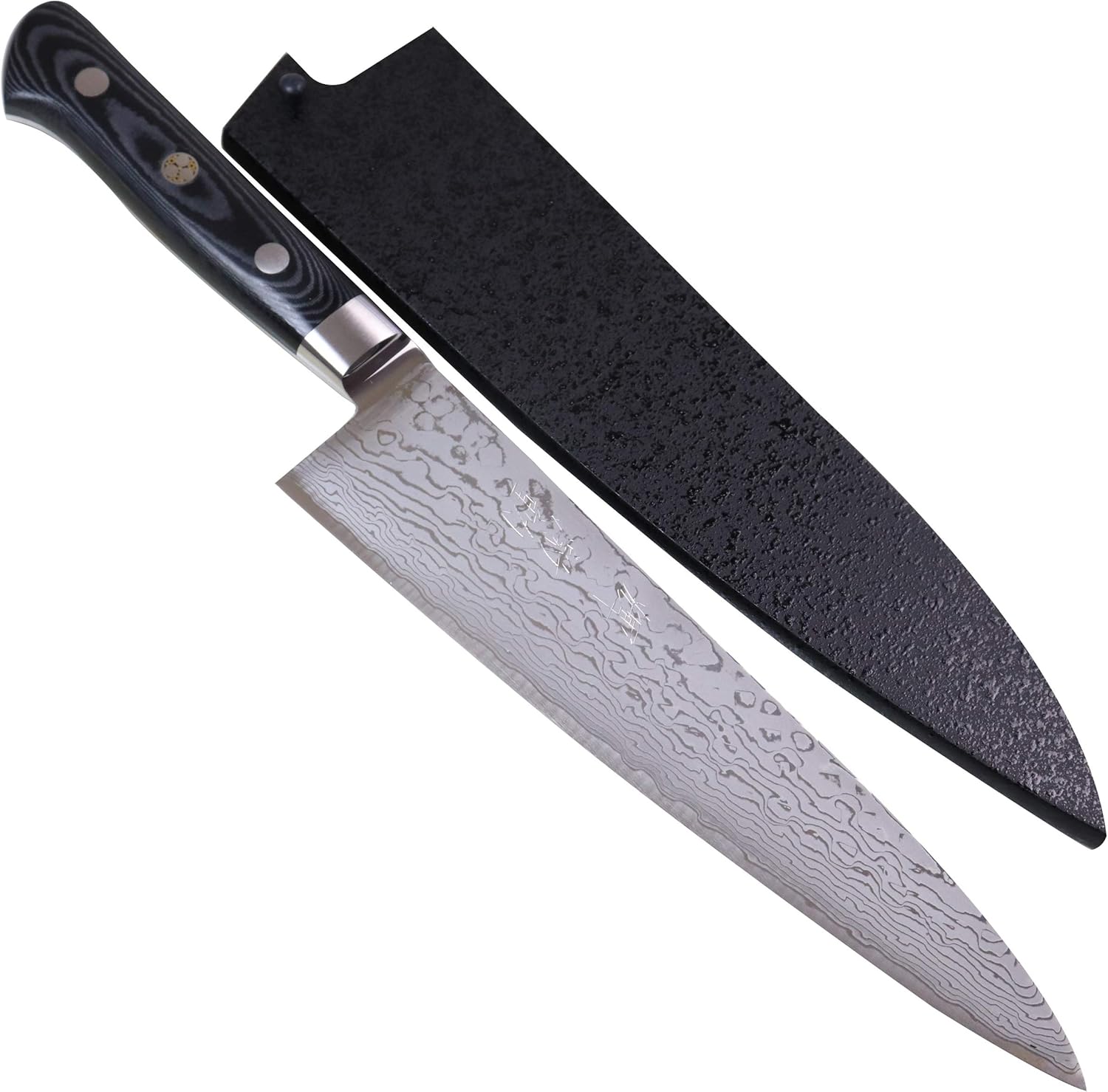 JCK Original Kagayaki Japanese Chef’s Knife, KGR-3 Professional Gyuto Knife, Traditional Hammer Forged R-2 Damascus Steel with Ergonomic Linen Micarta Handle, 8.2 inch JCK Original Kagayaki Japanese Chef’s Knife, KGR-3 Professional Gyuto Knife, Traditional Hammer Forged R-2 Damascus Steel with Ergonomic Linen Micarta Handle, 8.2 inch