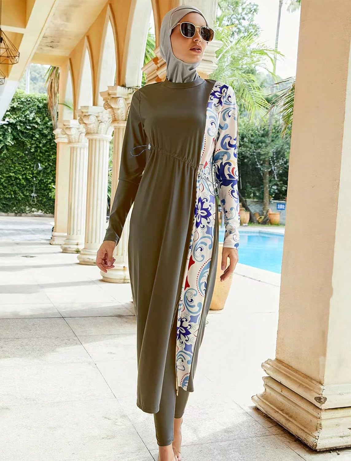 OBEEII Burkini Swimsuits for Women Full Coverage Long Sleeve Muslim Islamic Swimwear Burkini Bathing Suit with Hijab