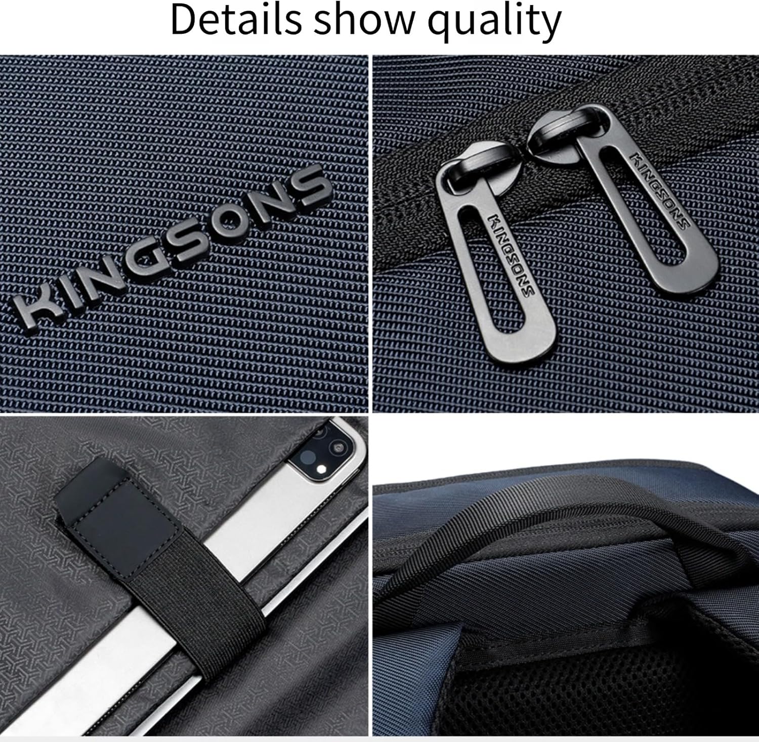 Kingsons 15.6 Inch Laptop Compartment Backpack for Men,Waterproof Slim Durable Business Backpack for Work，Travel (KS25054-Black-US-1) - Image 6