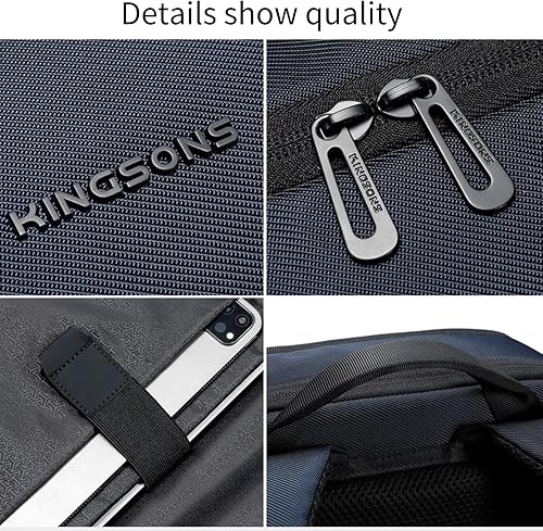 Miniatura 6 de Kingsons Mochila con compartimento para laptop de 15.6 pulgadas para hombre, impermeable, delgada, duradera, mochila de negocios para trabajo,