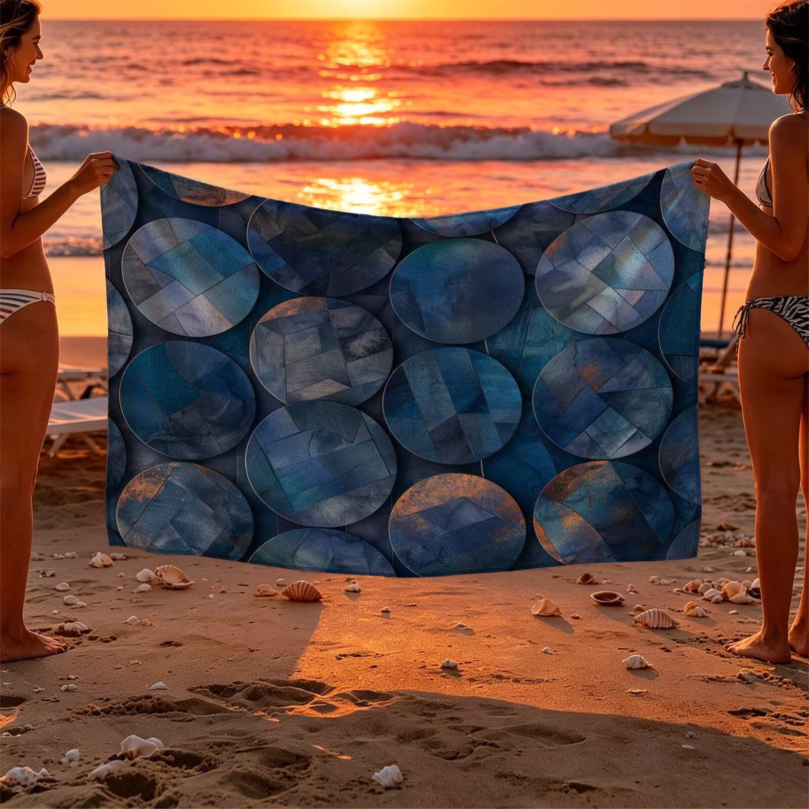 Redondo Toalla Playa 160x220 Resistente a la Arena Secado rápido Ligero, Toalla Playa Grande 220 x 160cm Suave Cómodo como Gym Yoga Sauna Toallas Baño Grandes Travel Essentials Sencillez XTLS-2981
