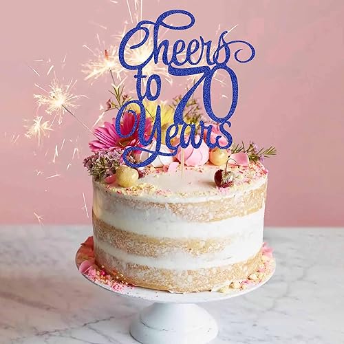 Miniatura 9 de Decoración para tartas de Cheers to 70 Years – Suministros de decoración de pasteles de cumpleaños 70 con purpurina dorada, perfecto para 70