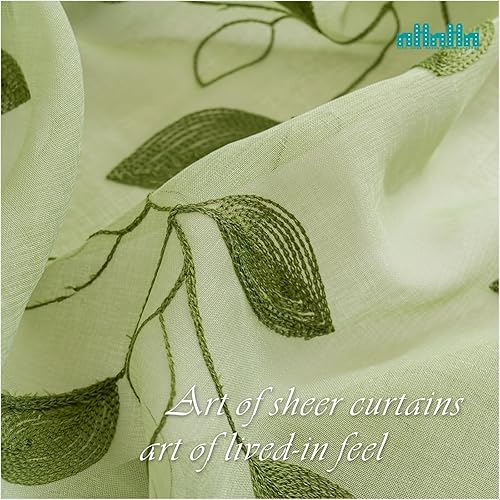Miniatura 6 de NHNHN Juego de 2 paneles de cortinas traslúcidas de 84 pulgadas de largo, paneles de cortina de gasa semitransparentes bordados, cortinas