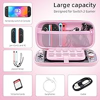 Vista 4 de BRHE Cute Travel Carrying Case for Nintendo Switch 2 (2025) Accessories Kit with Protective Cover, Glass Screen Protector, Adjustable Stand and
