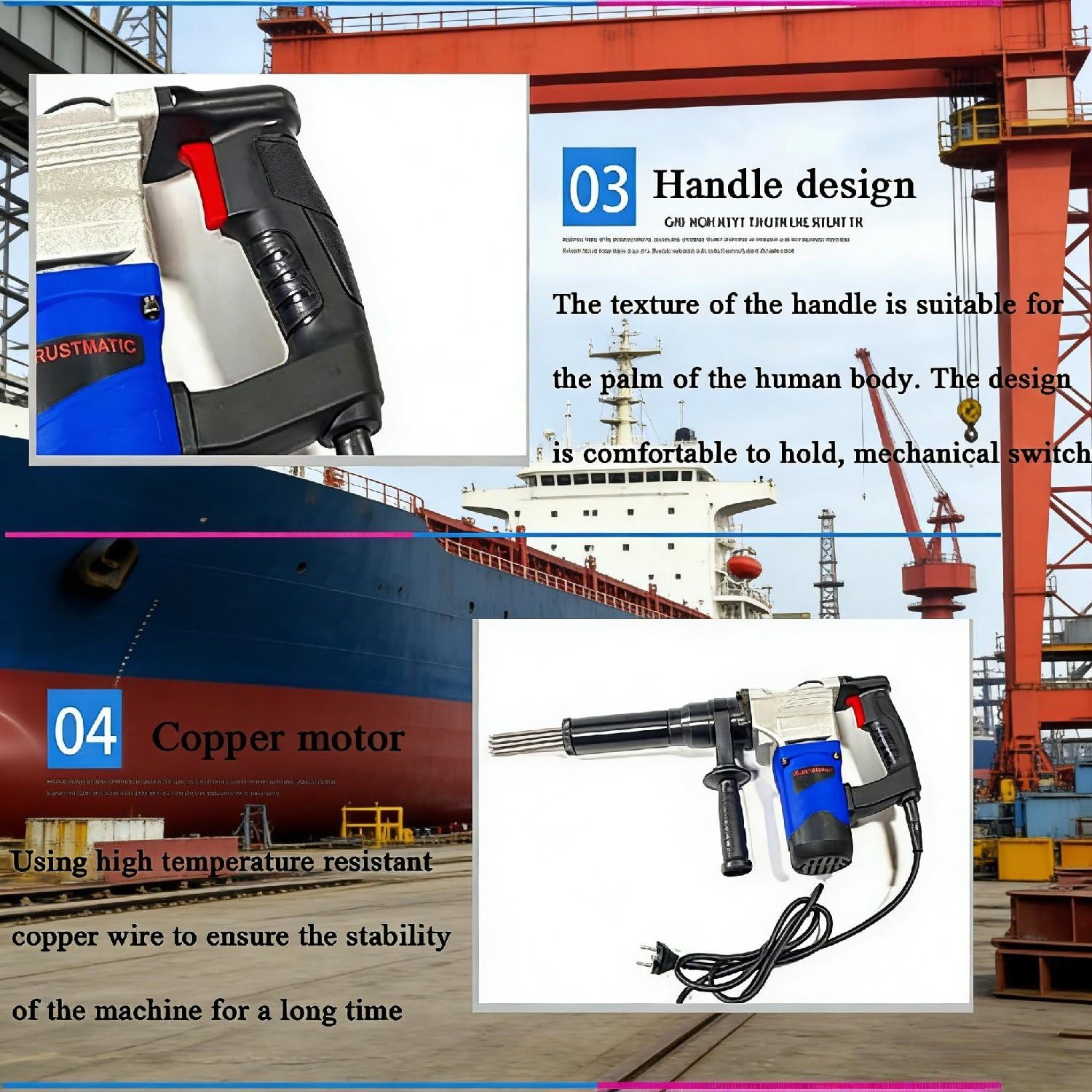 Desincrustador eléctrico de Agujas, removedor de óxido portátil de 1100 W, Herramienta de eliminación de Pintura de Alta Resistencia con 23 Agujas, para automóviles, Barcos y Cubiertas.