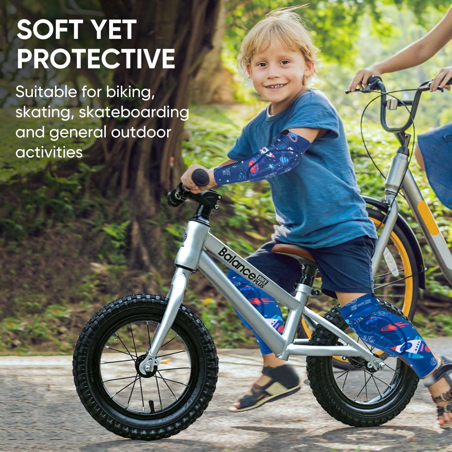 VIWINVELA キッズ膝パッドと肘パッドセット 幼児用ソフト保護ギア - スペースジャーニー S