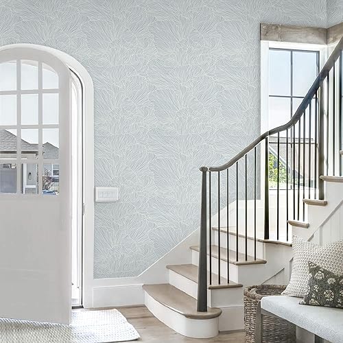 Miniatura 8 de Heroad Papel tapiz azul de contacto bohemio de 17.3 x 78.7 pulgadas, papel de pared neutro moderno, extraíble, autoadhesivo, para baño, dormitorio,