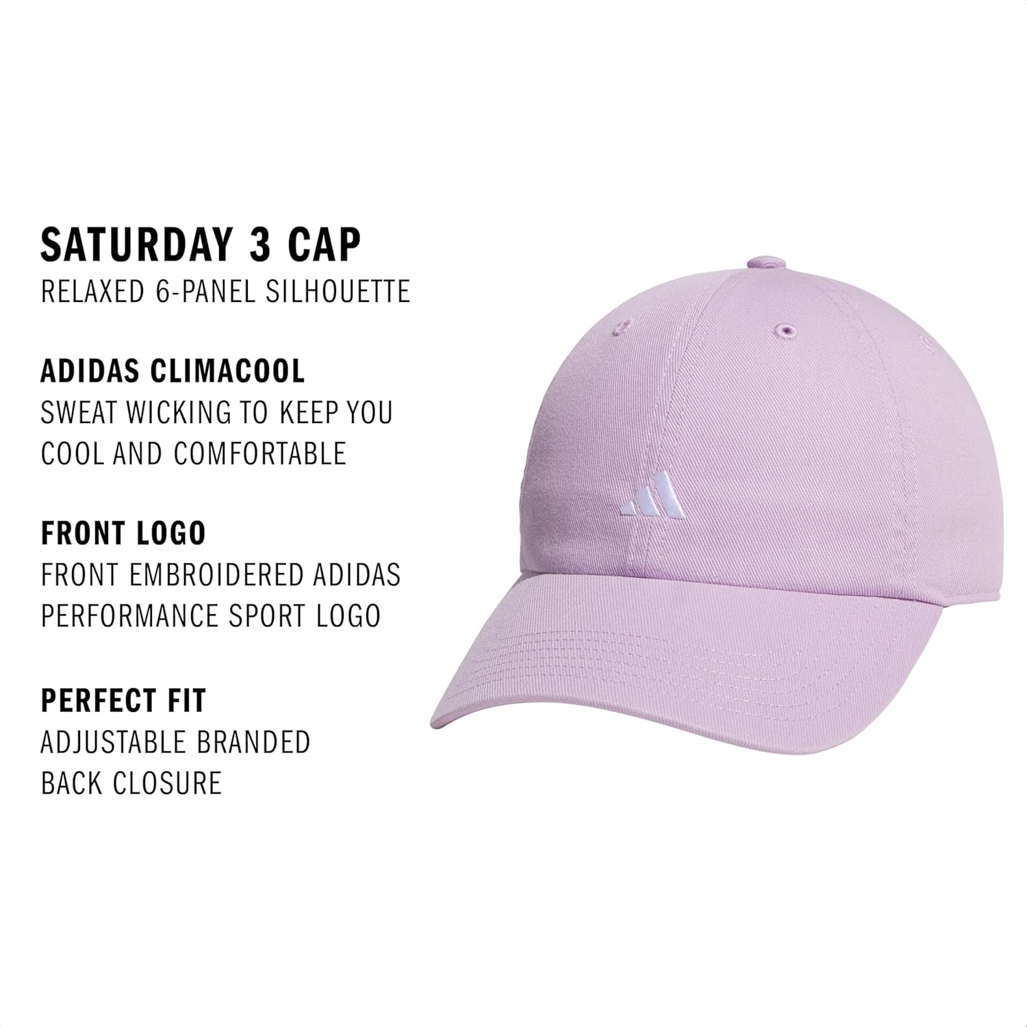 Adidas Womens Saturday Baseball Cap – Adjustable Cotton Hat, Athletic Relaxed Fit - Image 2