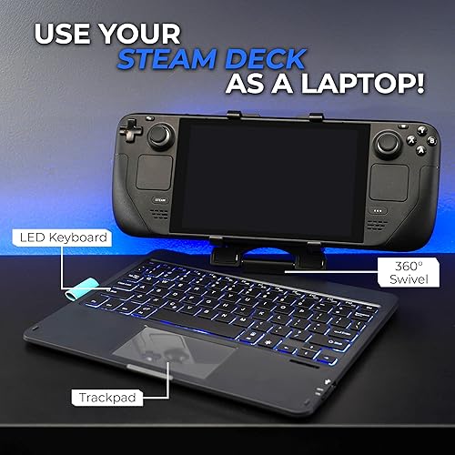 Miniatura 2 de DeckTop - Teclado Steam Deck y mouse Bluetooth Trackpad con accesorio LED multicolor para laptop Valve Linux PC Accesorios (Steam DeckROG Ally)