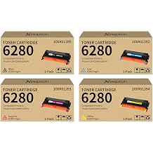 Phaser 6280 Toner Cartridge With Chip Replacement for Xerox 6280 106R01395 106R01392 106R01393 106R01394 Toner Cartridge for Phaser 6280 6280N 6280DN Printer, 4-Pack Black Cyan Magenta Yellow