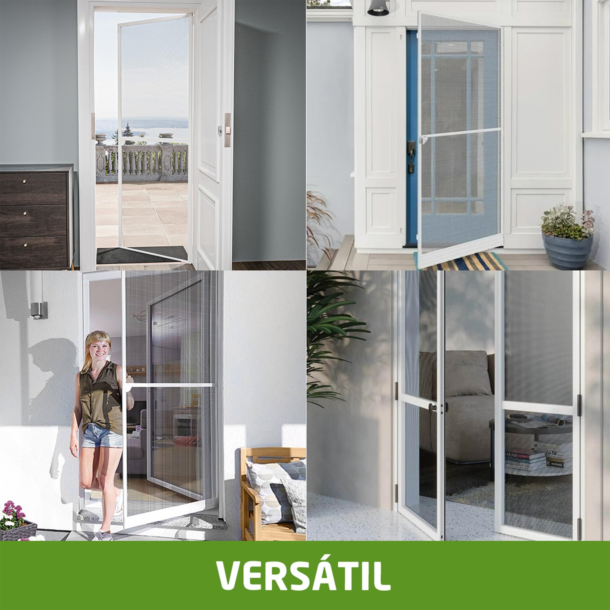 Amig - Mosquitera para Puerta - 100 x 220 cm - Protección Eficaz - Ajustable - Kit Completo con Marco, Malla y Accesorios - Aluminio y Fibra de Vidrio - Blanco/Gris - Protección Anti-Mosquitos