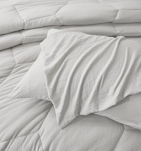 Miniatura 4 de Chezmoi Collection Vero - Juego de edredón de microfibra acolchada de panal de abeja de 2 piezas, ropa de cama hexagonal geométrica ligera lavada