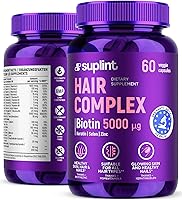 Vista 1 de Complejo vitamínico capilar con biotina 5000mcg, queratina, selen, zink Suplemento para el crecimiento del cabello con vitamina A, C, D, E, B12