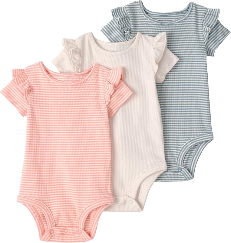 Body de manga corta unisex para bebé de 3 unidades hecho con algodón orgánico